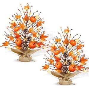 Timer - 2 Pack 18 Inch Lighted Fall Tree Fall Decorations for Home, Fall Maples